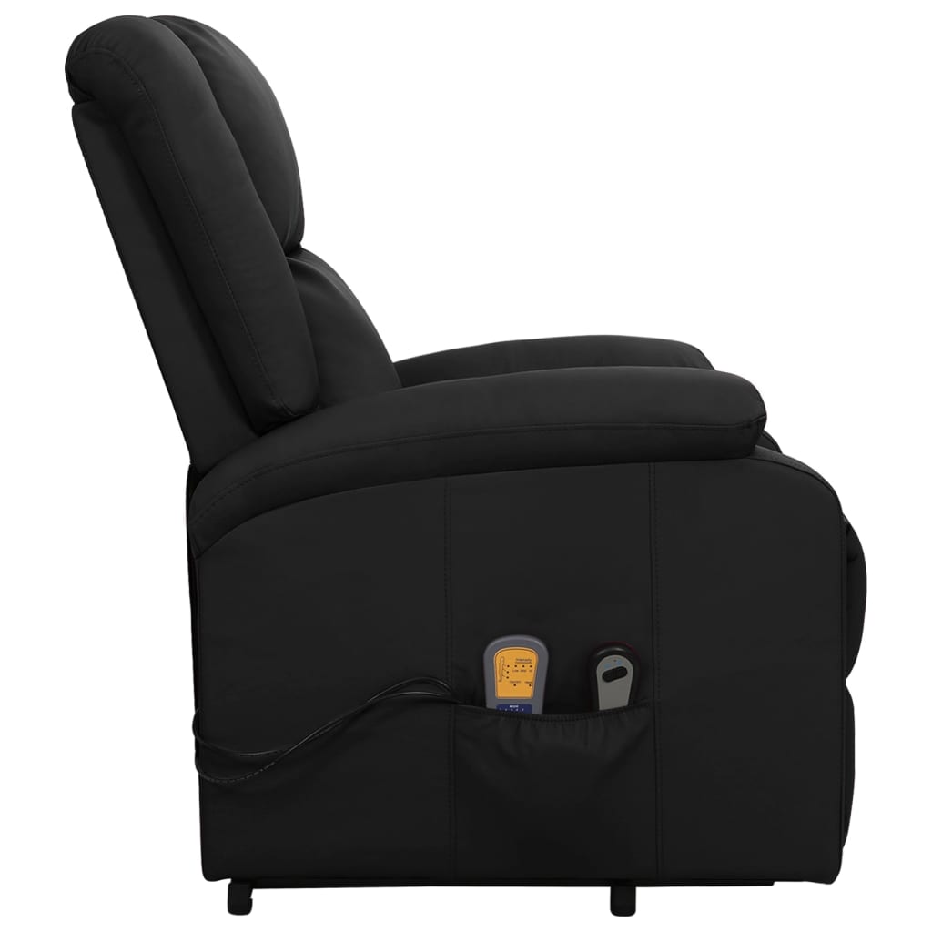 vidaXL Sillón de masaje elevable cuero sintético negro