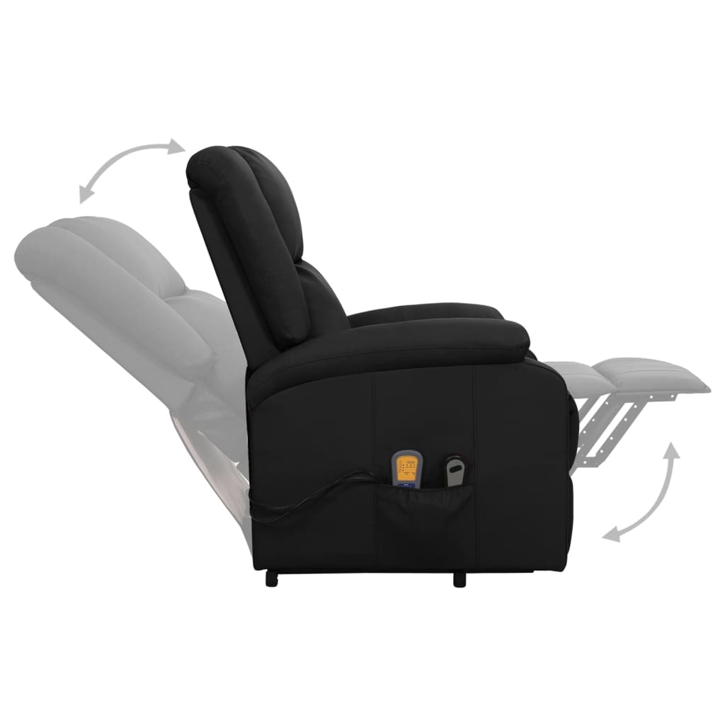 vidaXL Sillón de masaje elevable cuero sintético negro