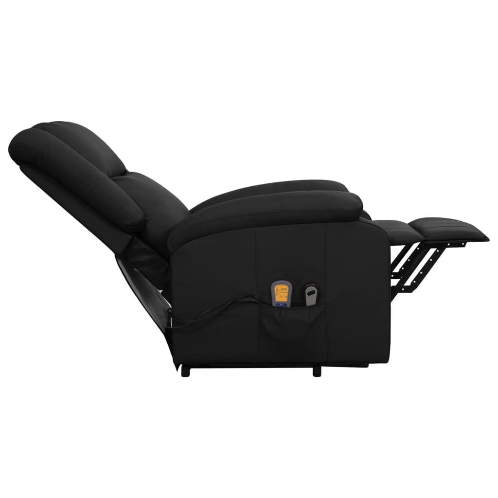 vidaXL Sillón de masaje elevable cuero sintético negro