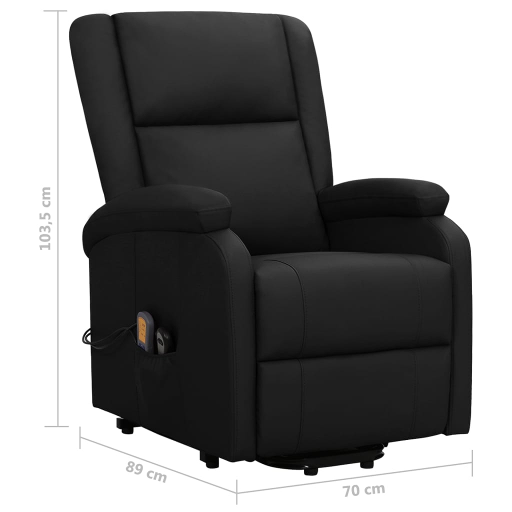 vidaXL Sillón de masaje elevable cuero sintético negro