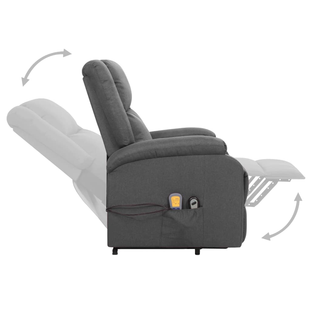 vidaXL Sillón de masaje elevable tela gris oscuro