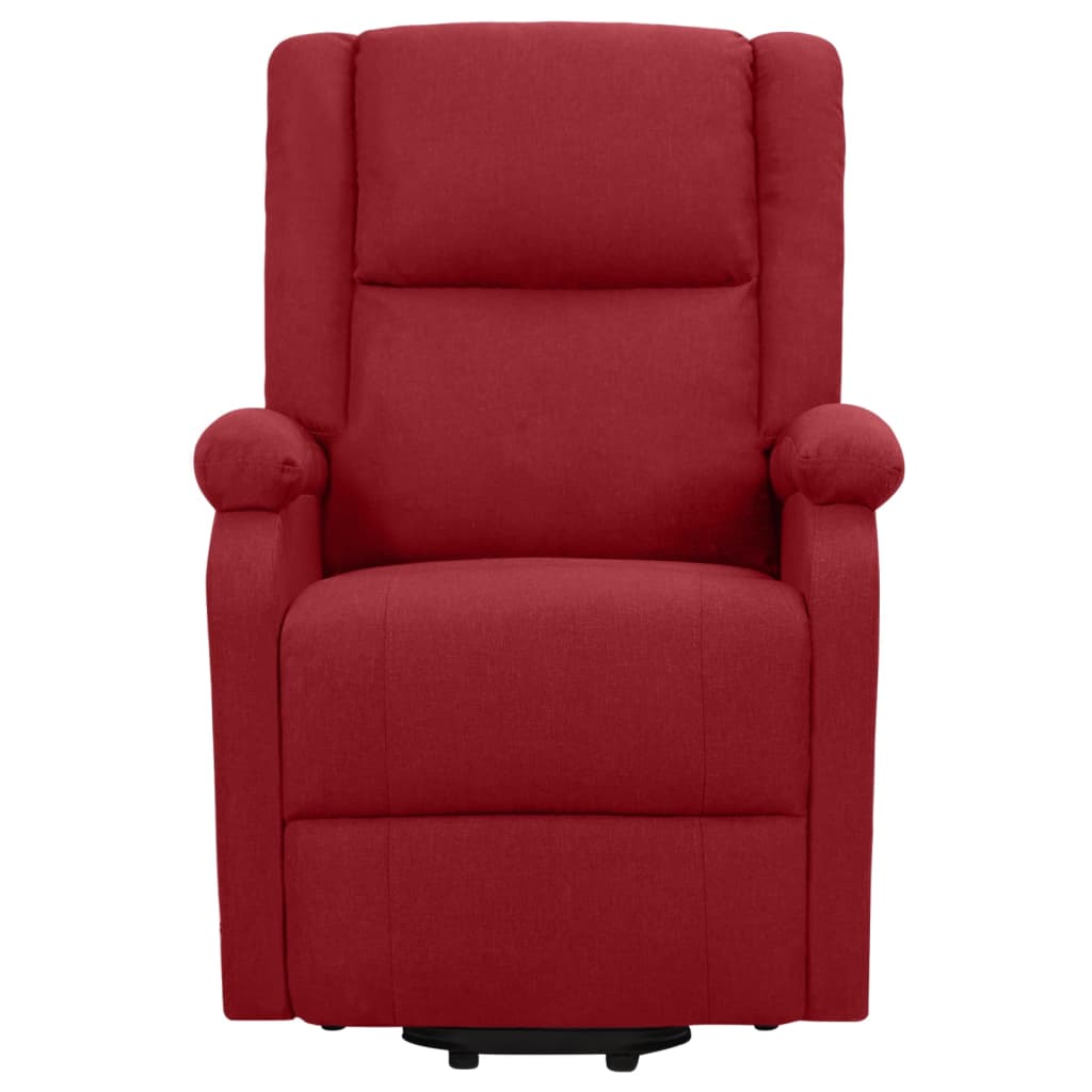 vidaXL Sillón de masaje elevable tela rojo tinto