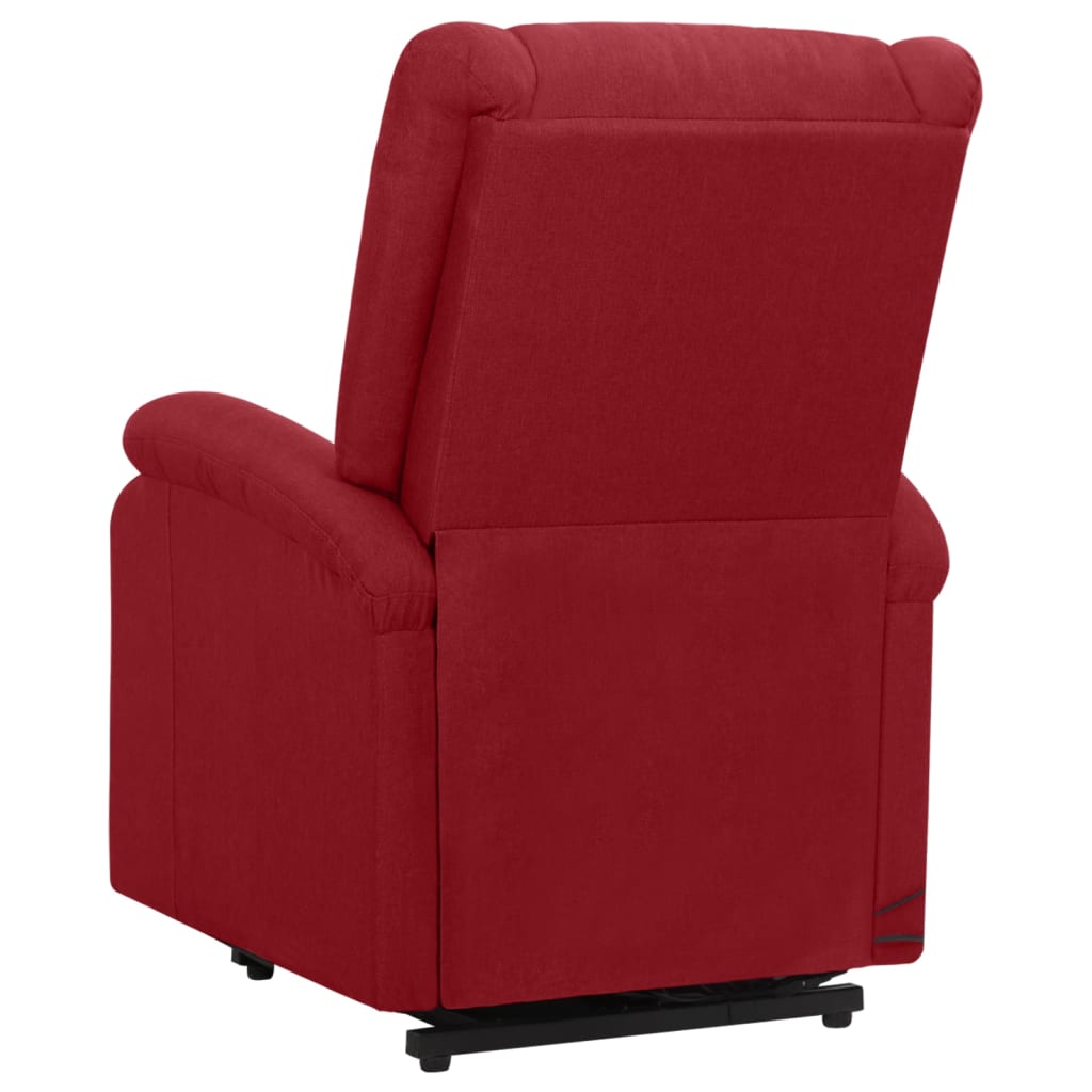 vidaXL Sillón de masaje elevable tela rojo tinto