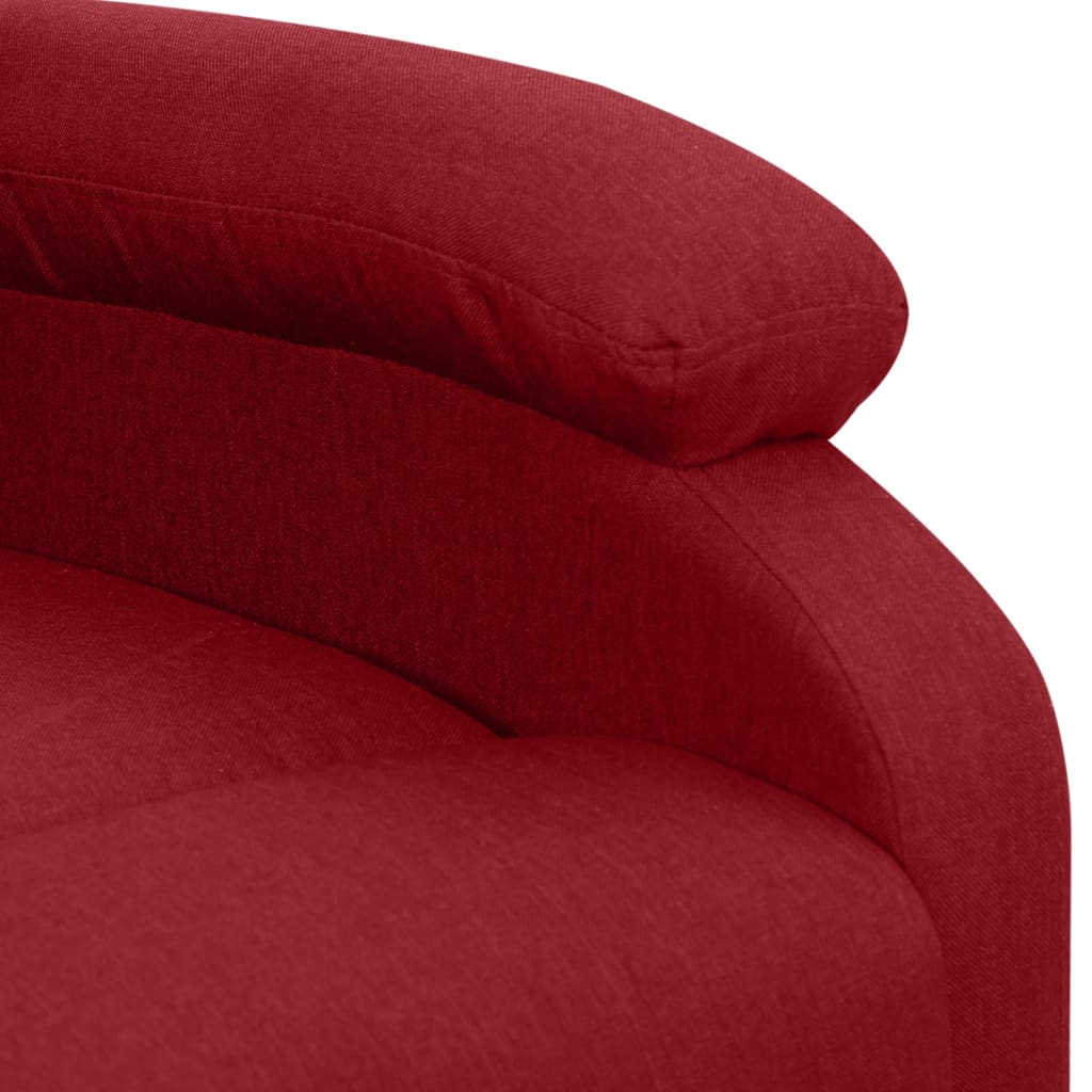 vidaXL Sillón de masaje elevable tela rojo tinto