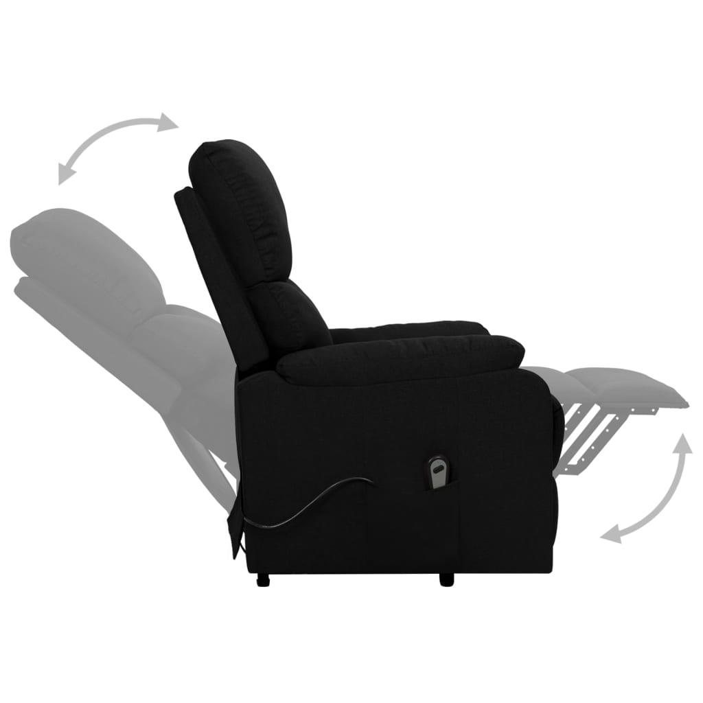 vidaXL Sillón elevable tela negro