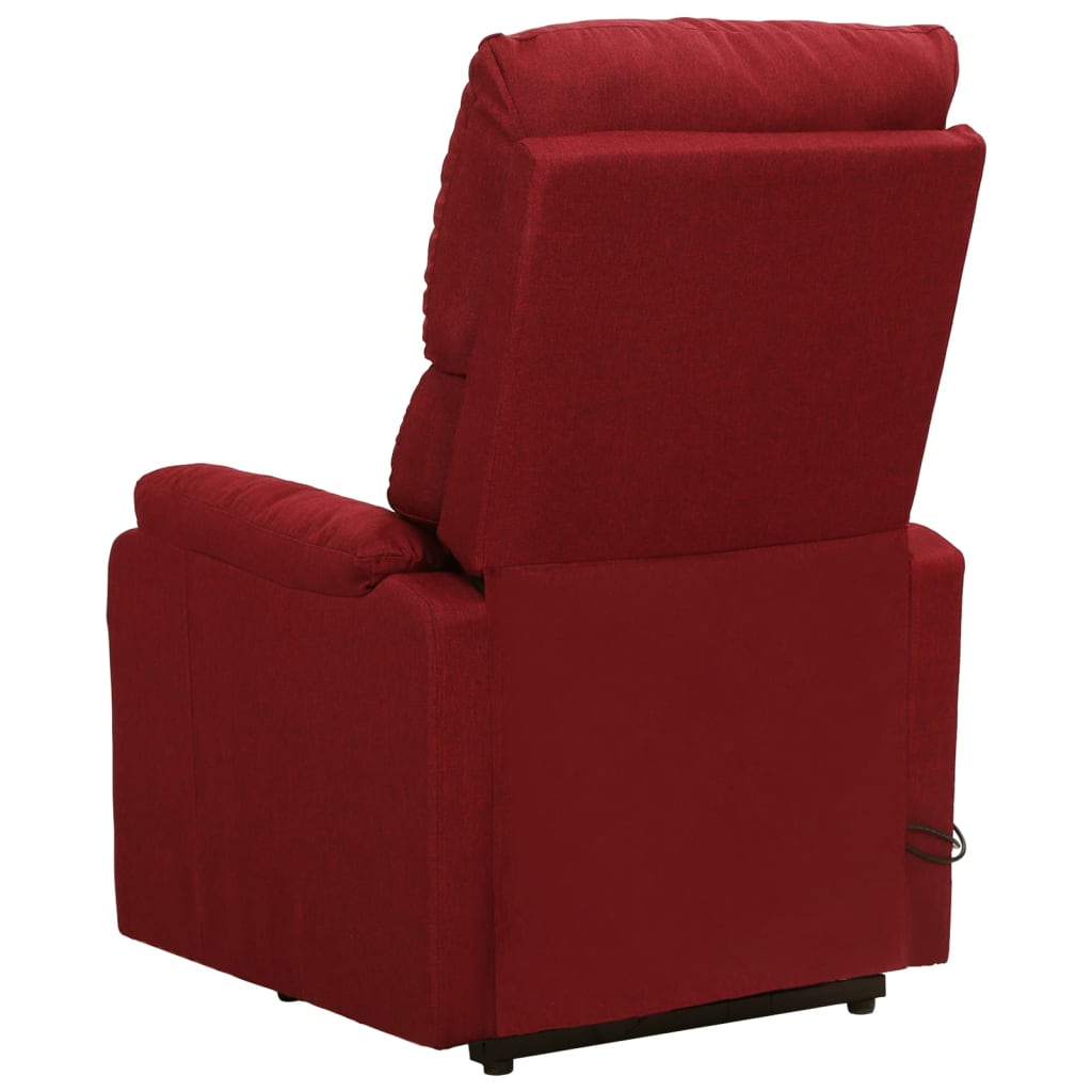 vidaXL Sillón de masaje elevable tela rojo tinto