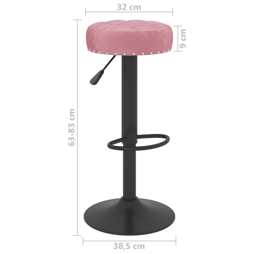 vidaXL Taburetes de cocina 2 unidades terciopelo rosa