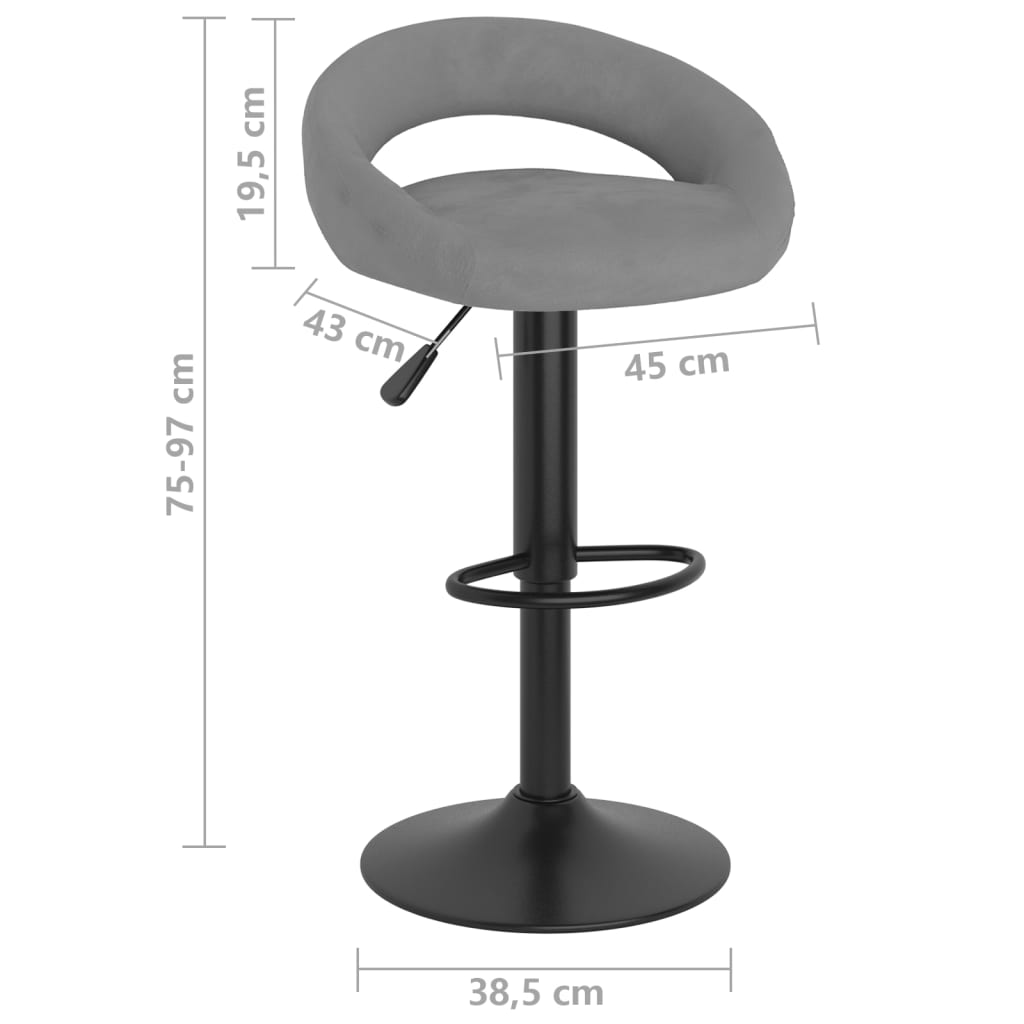 vidaXL Taburetes de cocina 2 unidades terciopelo gris claro