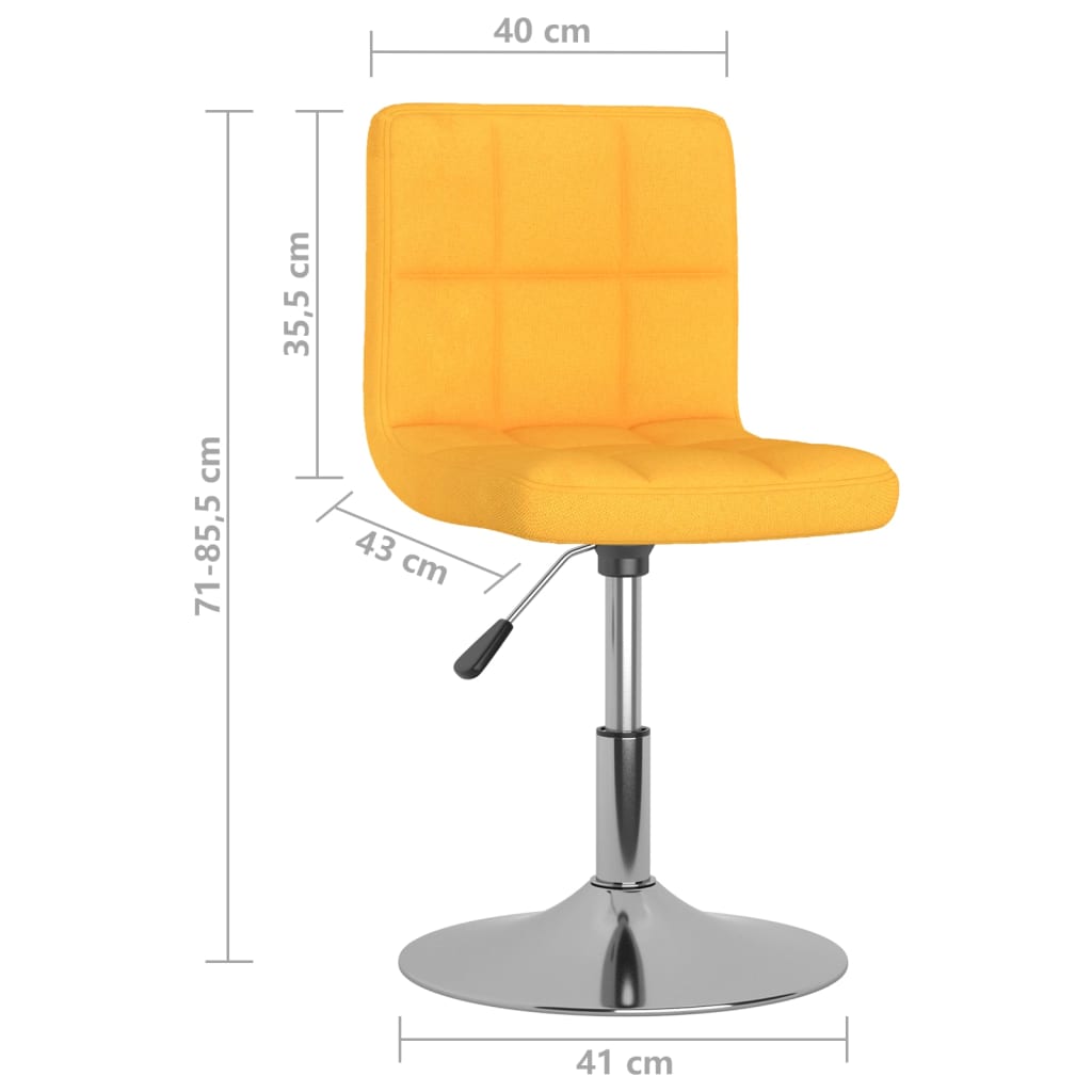 vidaXL Sillas de comedor giratorias 2 unidades tela amarillo