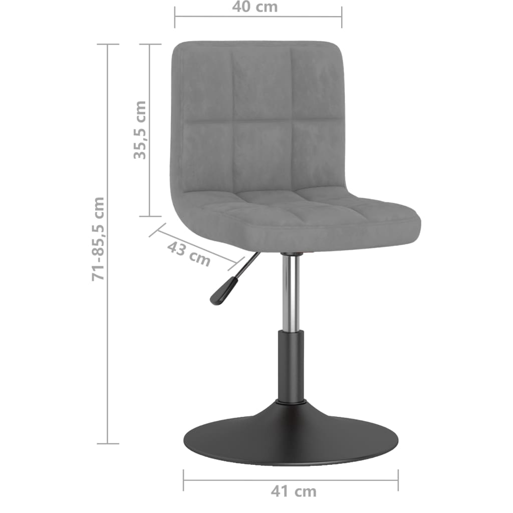 vidaXL Sillas de comedor giratorias 2 uds de terciopelo gris claro