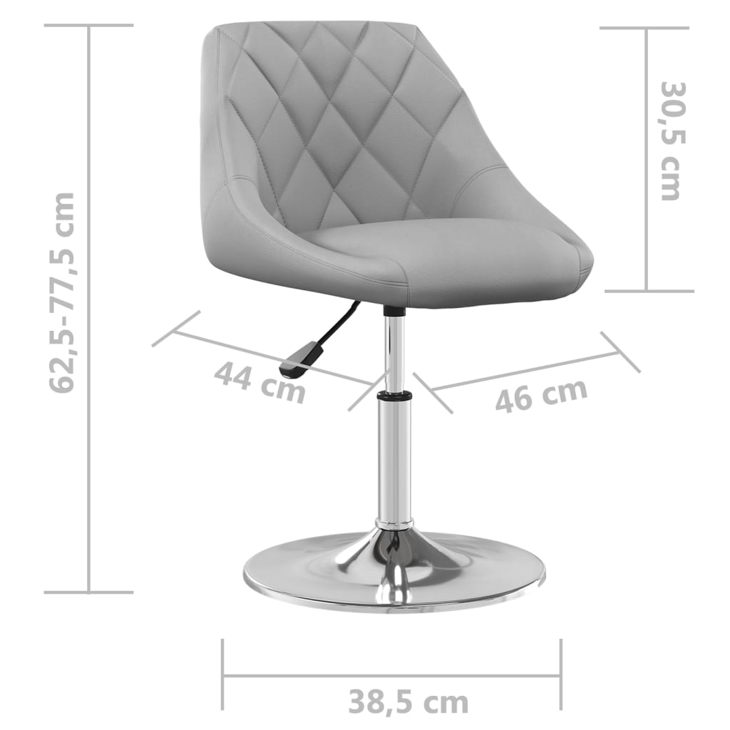 vidaXL Sillas de comedor giratorias 2 uds de terciopelo gris claro