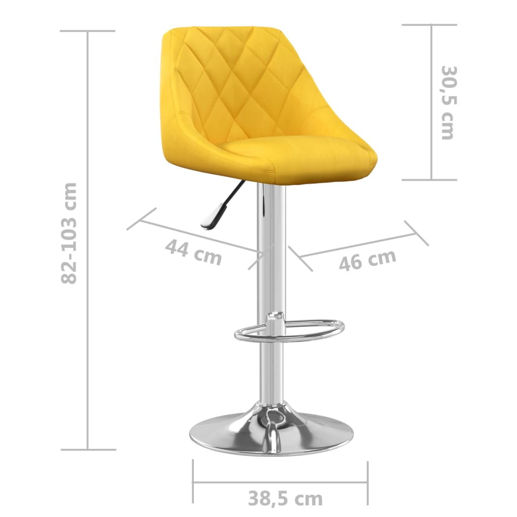 vidaXL Taburete de bar de terciopelo amarillo mostaza