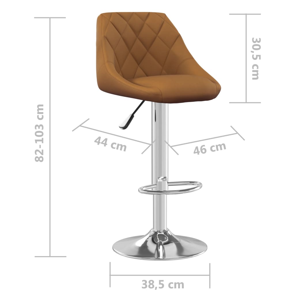 vidaXL Taburete de cocina 2 unidades de terciopelo marrón