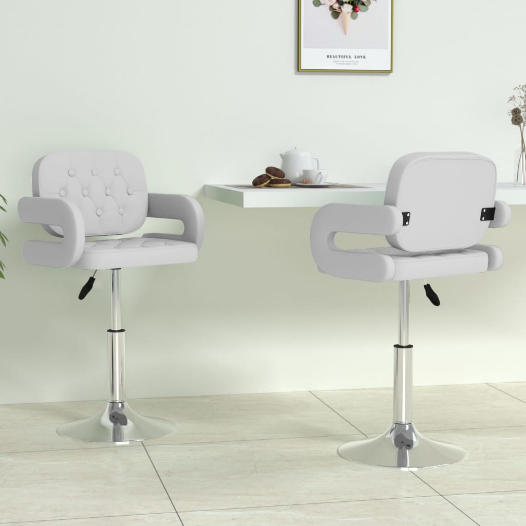 vidaXL Sillas de comedor giratorias 2 unidades cuero sintético blanco