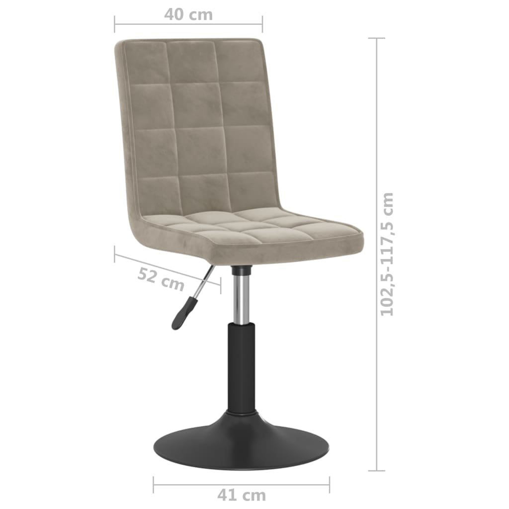 vidaXL Sillas de comedor giratorias 2 uds de terciopelo gris claro