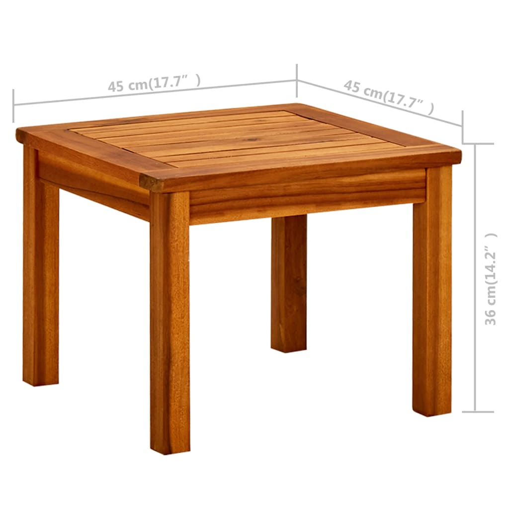 vidaXL Mesa de centro de jardín madera maciza de acacia 45x45x36 cm