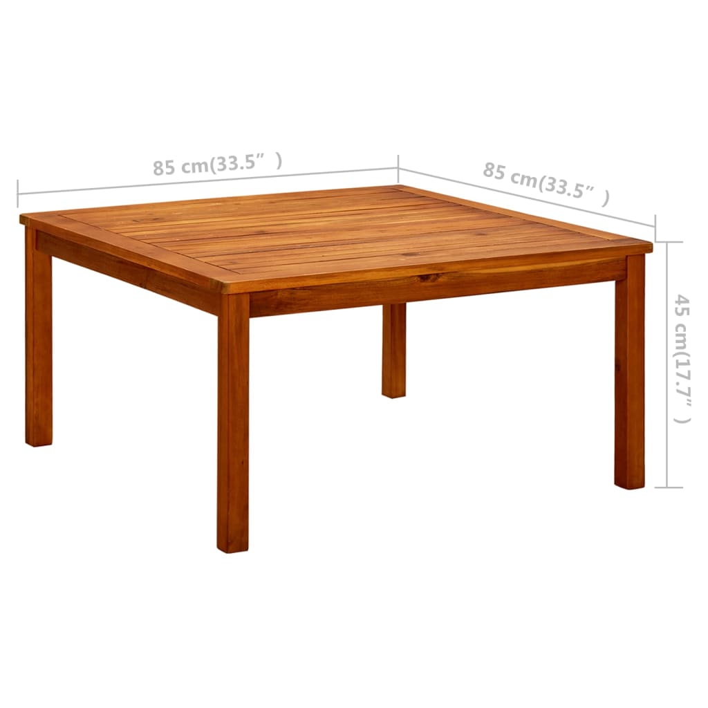 vidaXL Mesa de centro de jardín madera maciza de acacia 85x85x45 cm