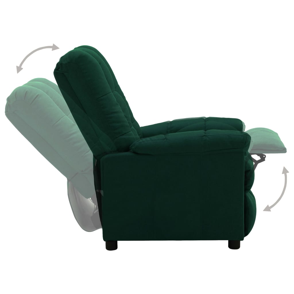 vidaXL Sillón reclinable eléctrico tela verde oscuro