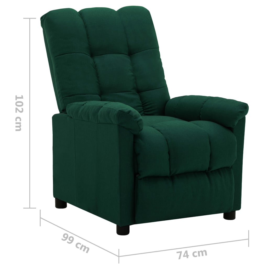 vidaXL Sillón reclinable eléctrico tela verde oscuro