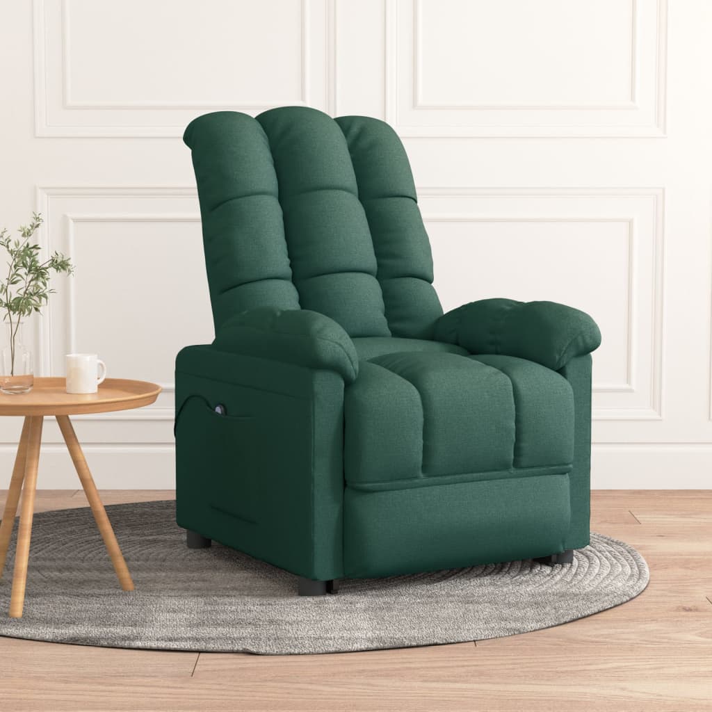 vidaXL Sillón reclinable eléctrico tela verde oscuro