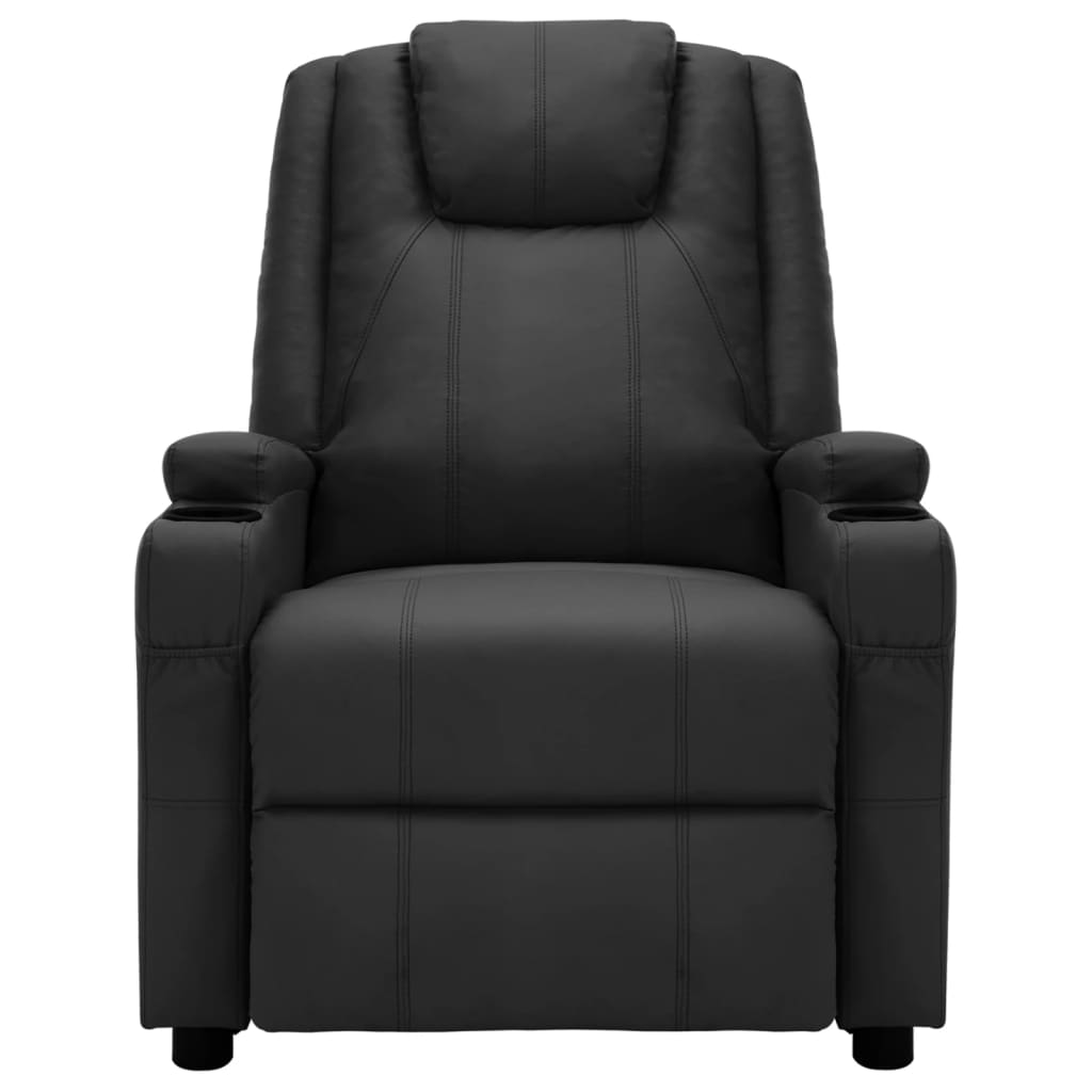 vidaXL Sillón de masaje eléctrico cuero sintético negro