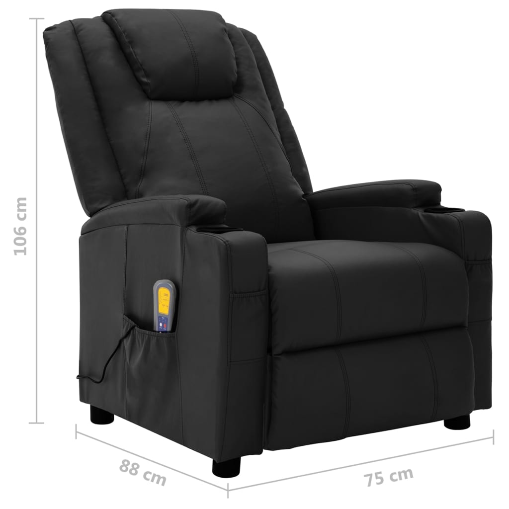 vidaXL Sillón de masaje eléctrico cuero sintético negro