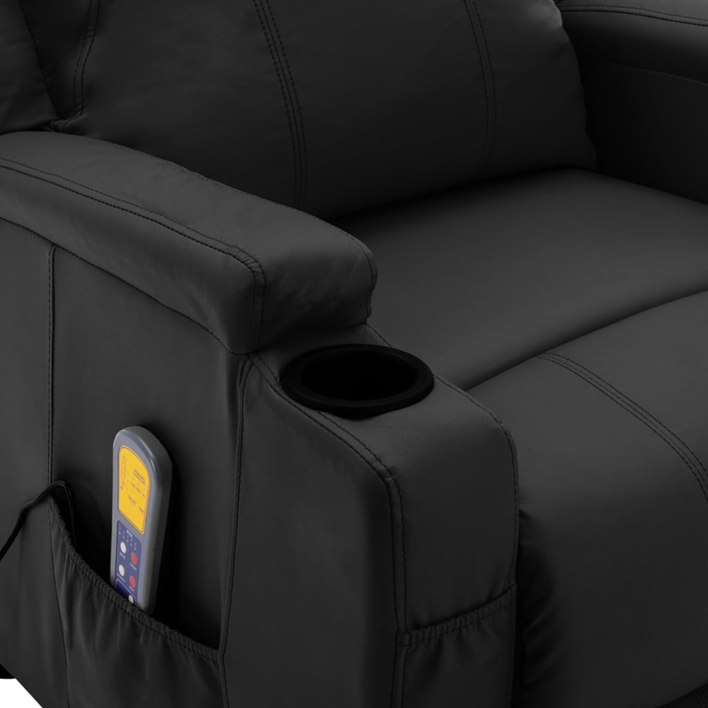 vidaXL Sillón de masaje eléctrico cuero sintético negro