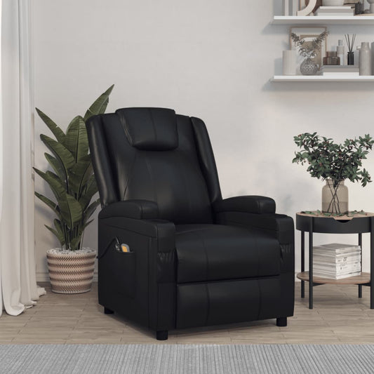 vidaXL Sillón de masaje eléctrico cuero sintético negro