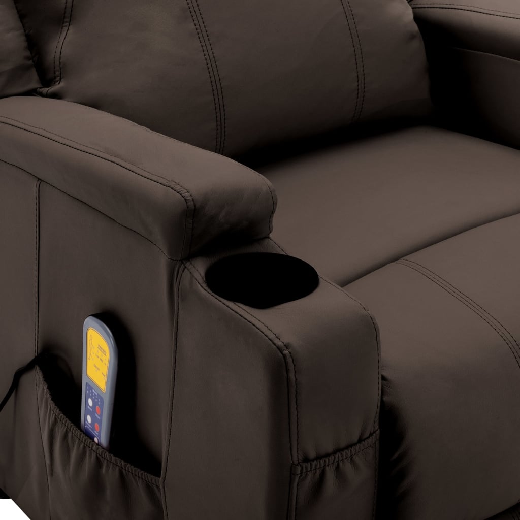 vidaXL Sillón de masaje eléctrico cuero sintético marrón