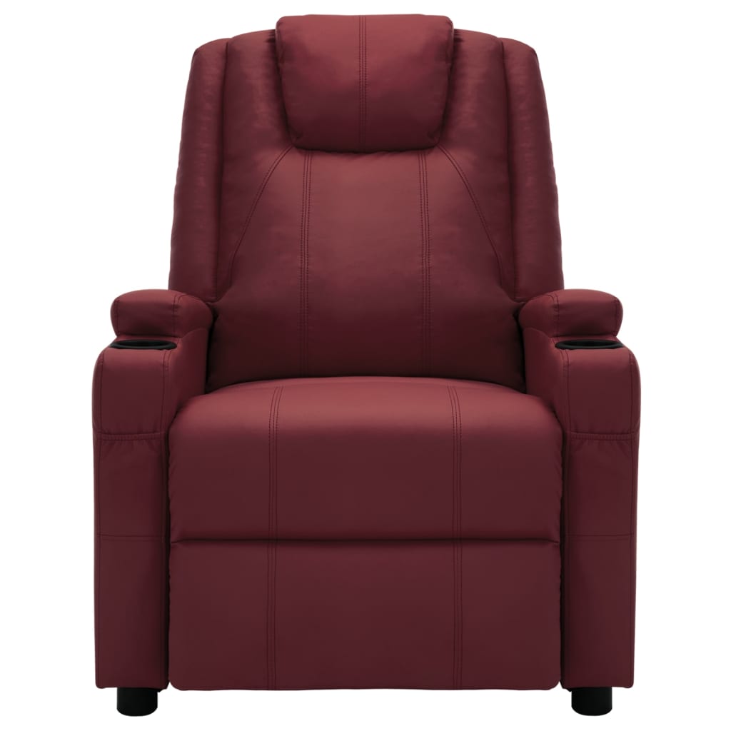 vidaXL Sillón de masaje eléctrico cuero sintético rojo tinto