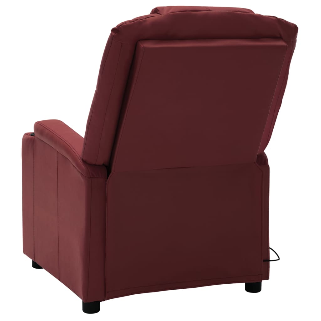 vidaXL Sillón de masaje eléctrico cuero sintético rojo tinto