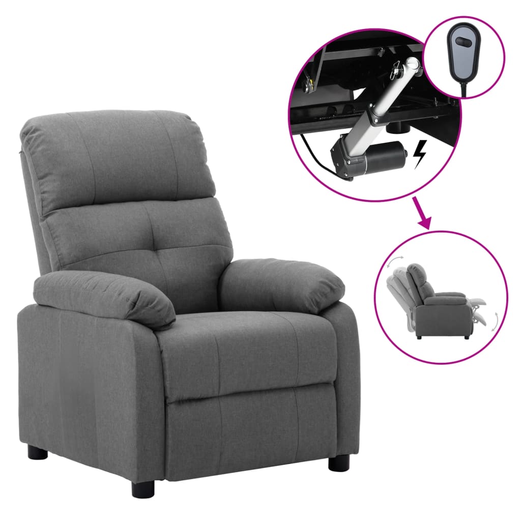 vidaXL Sillón reclinable eléctrico tela gris claro