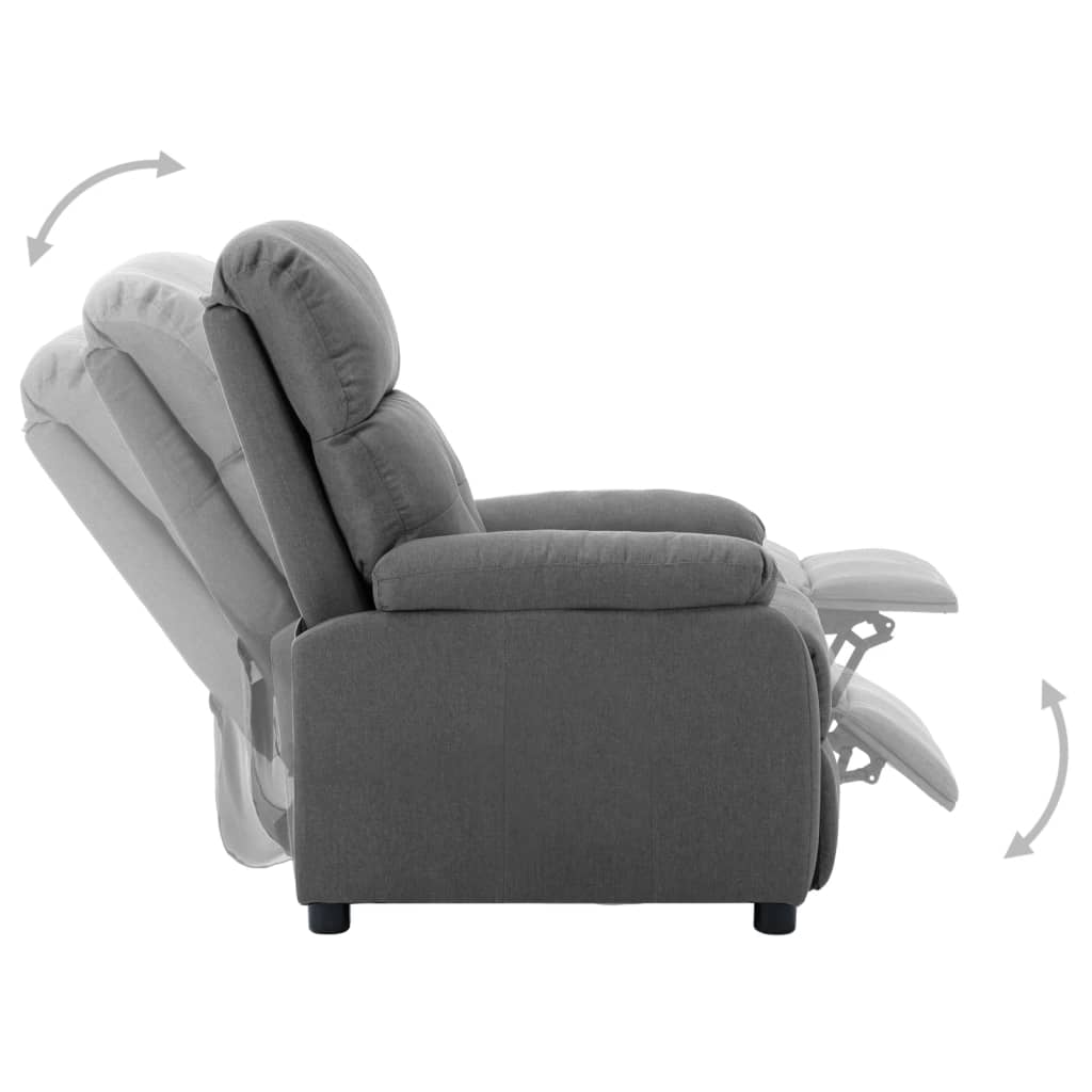 vidaXL Sillón reclinable eléctrico tela gris claro