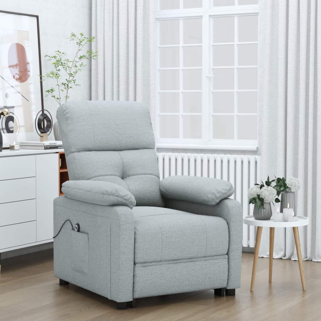 vidaXL Sillón reclinable eléctrico tela gris claro