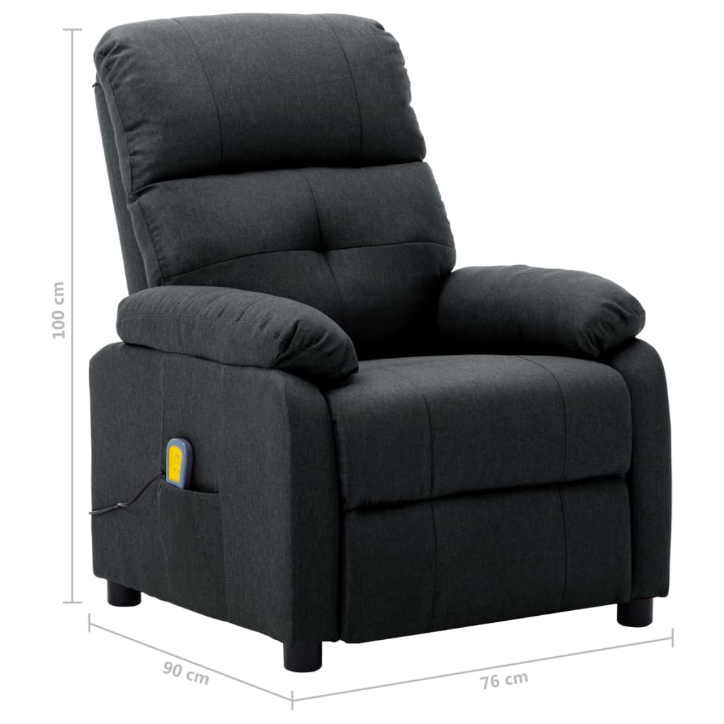 vidaXL Sillón de masaje eléctrico tela gris oscuro