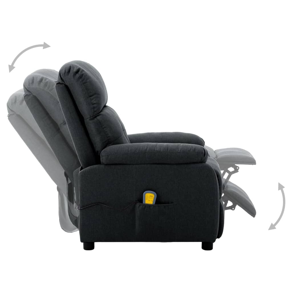 vidaXL Sillón de masaje eléctrico tela gris oscuro