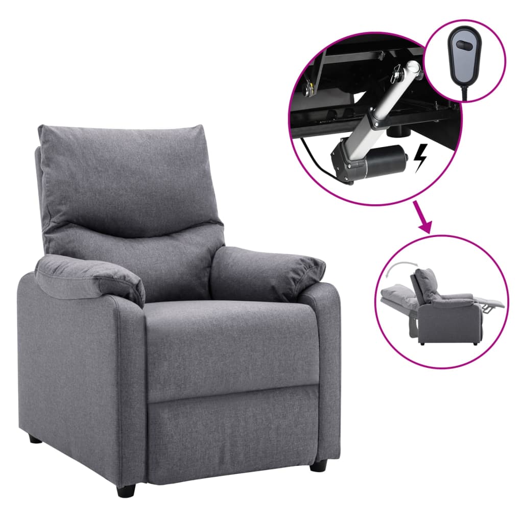 vidaXL Sillón reclinable eléctrico tela gris claro