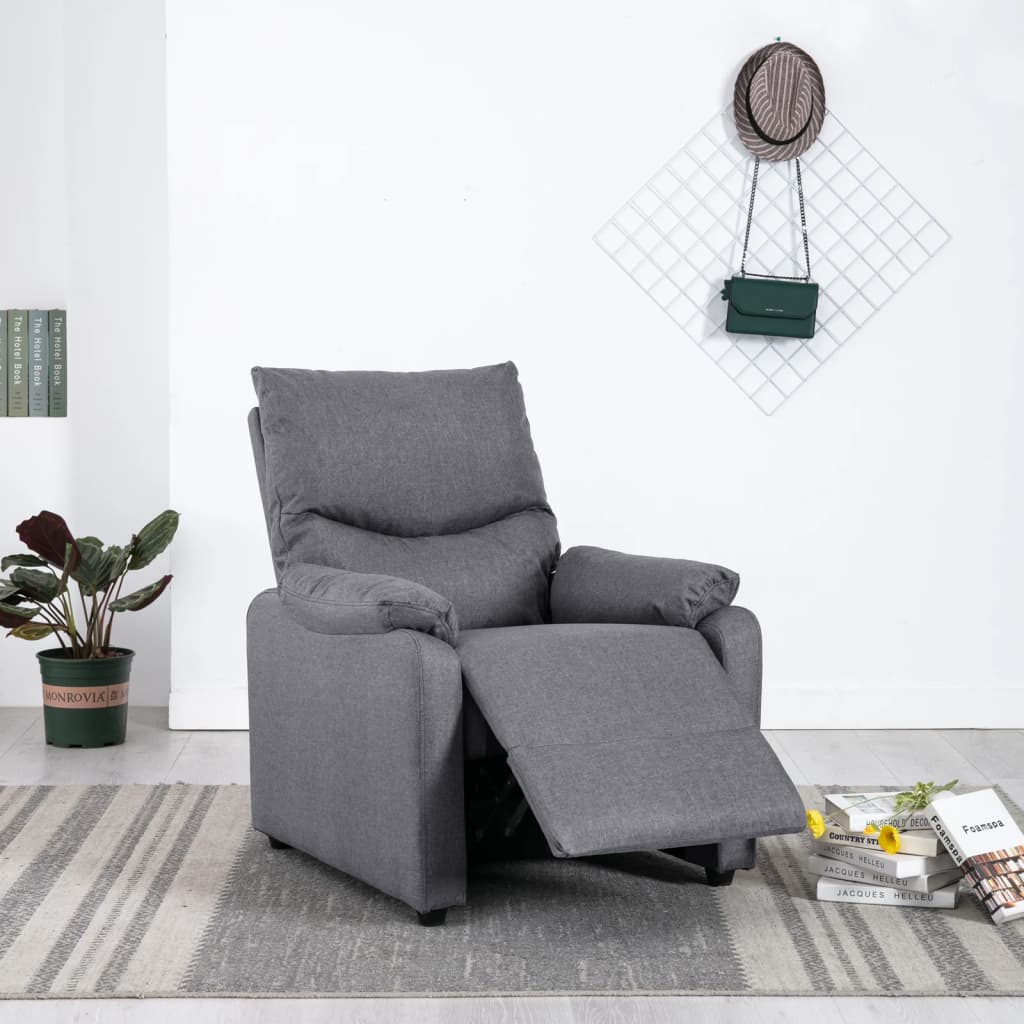 vidaXL Sillón reclinable eléctrico tela gris claro