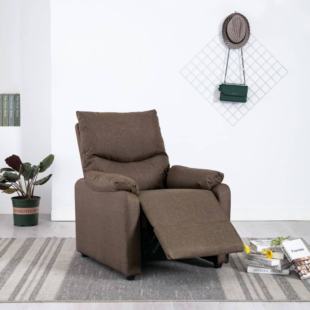 vidaXL Sillón reclinable eléctrico de tela marrón