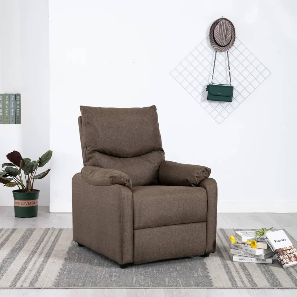 vidaXL Sillón reclinable eléctrico de tela marrón