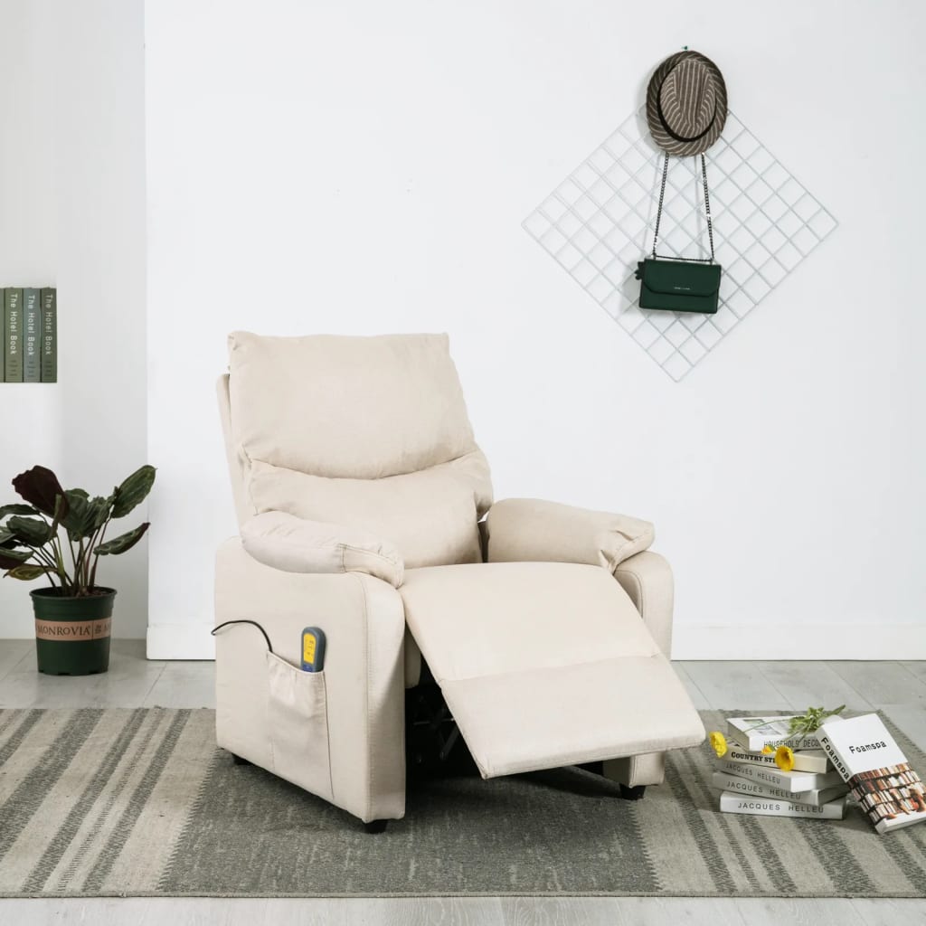 vidaXL Sillón de masaje eléctrico tela color crema