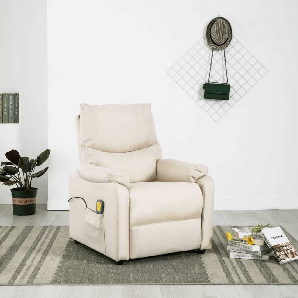 vidaXL Sillón de masaje eléctrico tela color crema