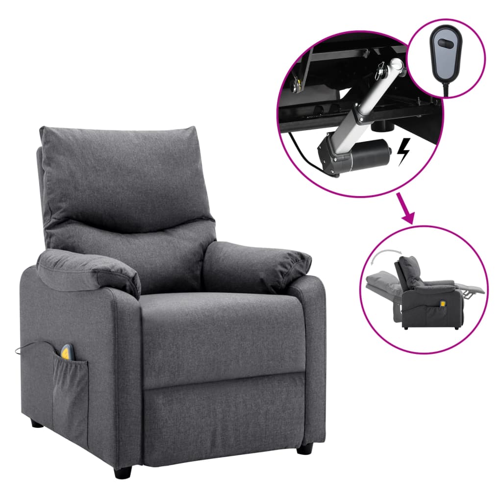 vidaXL Sillón de masaje eléctrico tela gris oscuro