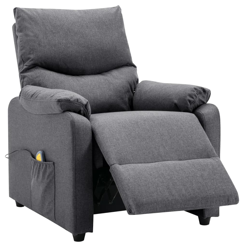 vidaXL Sillón de masaje eléctrico tela gris oscuro