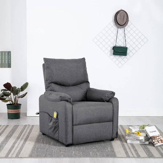 vidaXL Sillón de masaje eléctrico tela gris oscuro