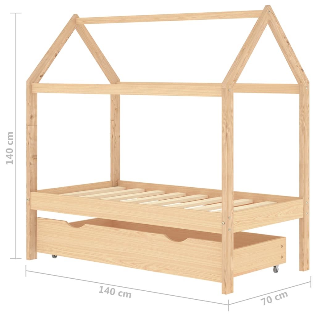 vidaXL Estructura de cama infantil con cajón madera de pino 70x140 cm