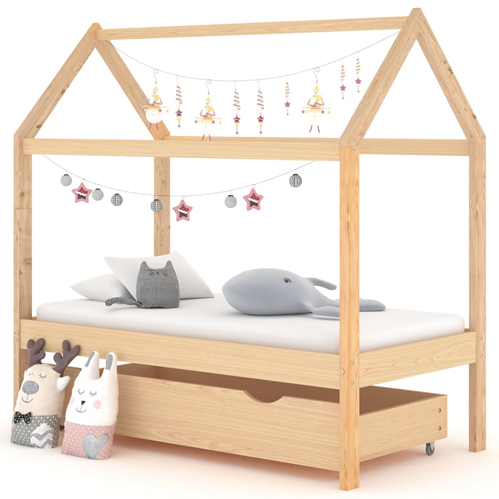 vidaXL Estructura de cama infantil con cajón madera de pino 70x140 cm