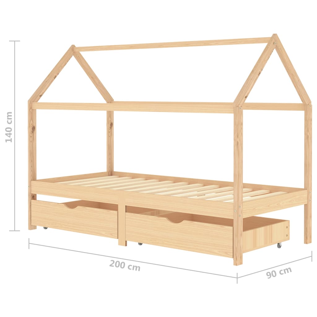 vidaXL Estructura de cama infantil con cajones madera de pino 90x200cm