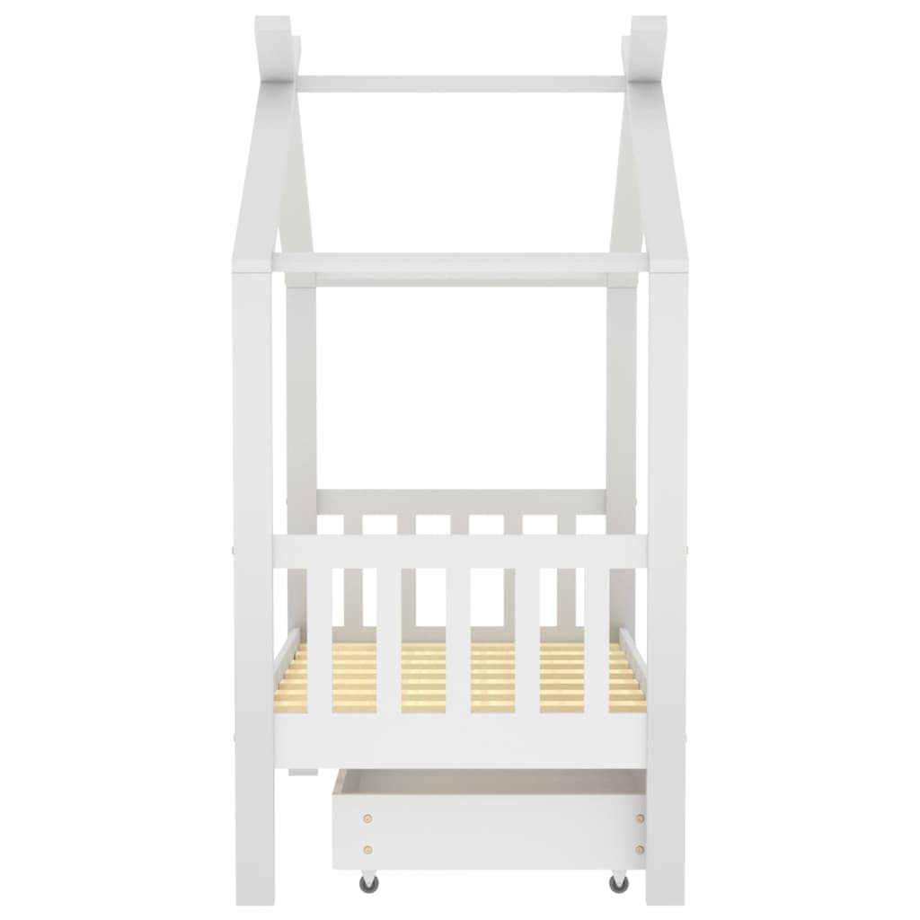 vidaXL Estructura de cama niños y cajón madera maciza blanca 70x140 cm