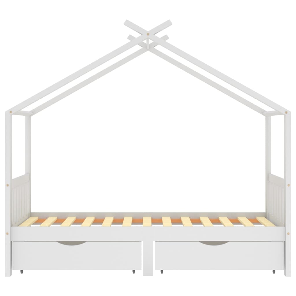 vidaXL Estructura cama niños y cajones madera maciza blanca 90x200 cm